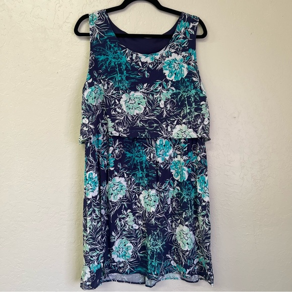 Faded Glory Layered Tropical Sleeveless Dress Sz‎ M? EUC Missing Tag See Measure - Picture 1 of 6